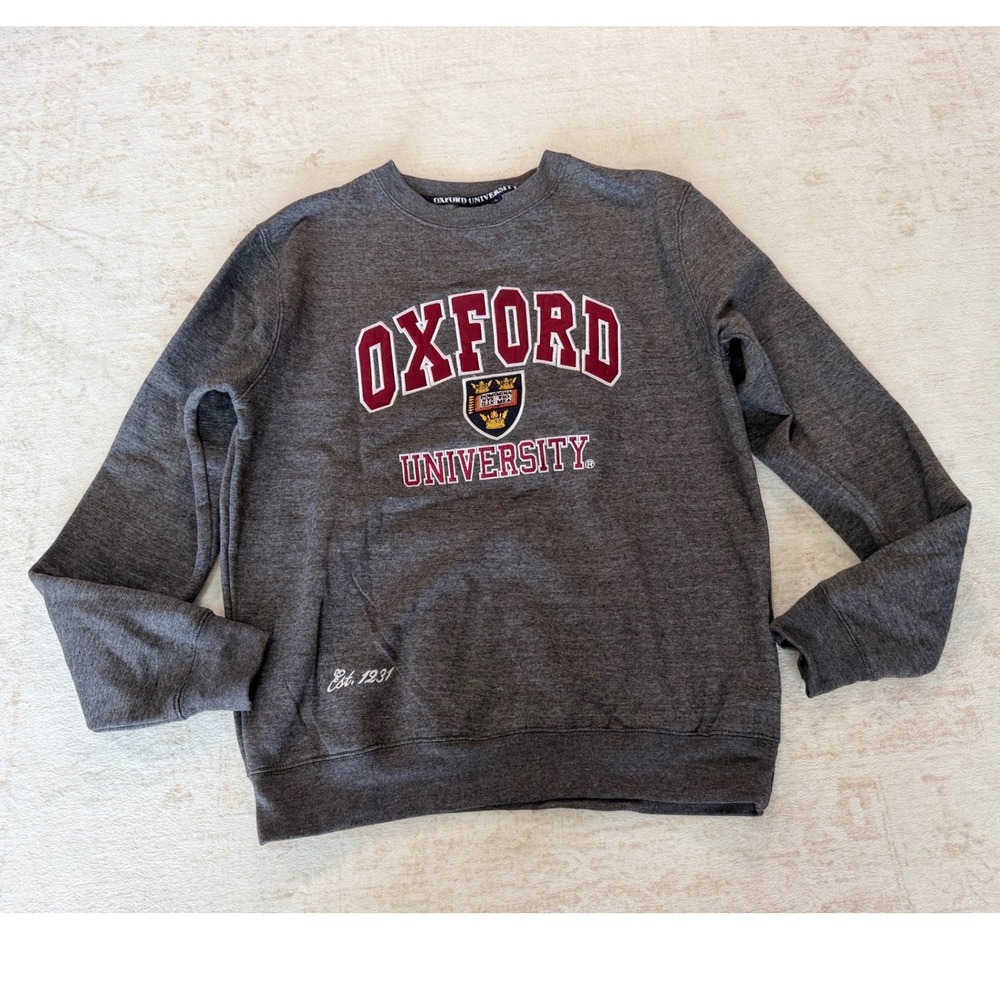 Oxford University Crewneck Sweatshirt Charcoal Gray Collegiate Crest Est 1231